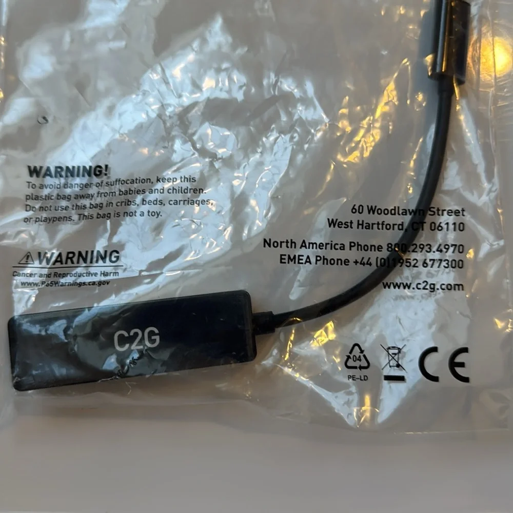 C2G USB-C to Gigabit Ethernet Network Adapter Converter NWT